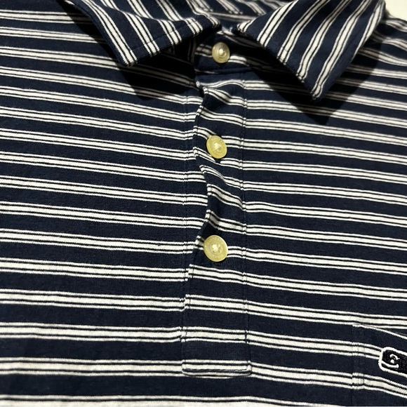 Vineyard Vines Edgartown Polo Striped Blue and White Size XL Preppy Nautical - Picture 4 of 5
